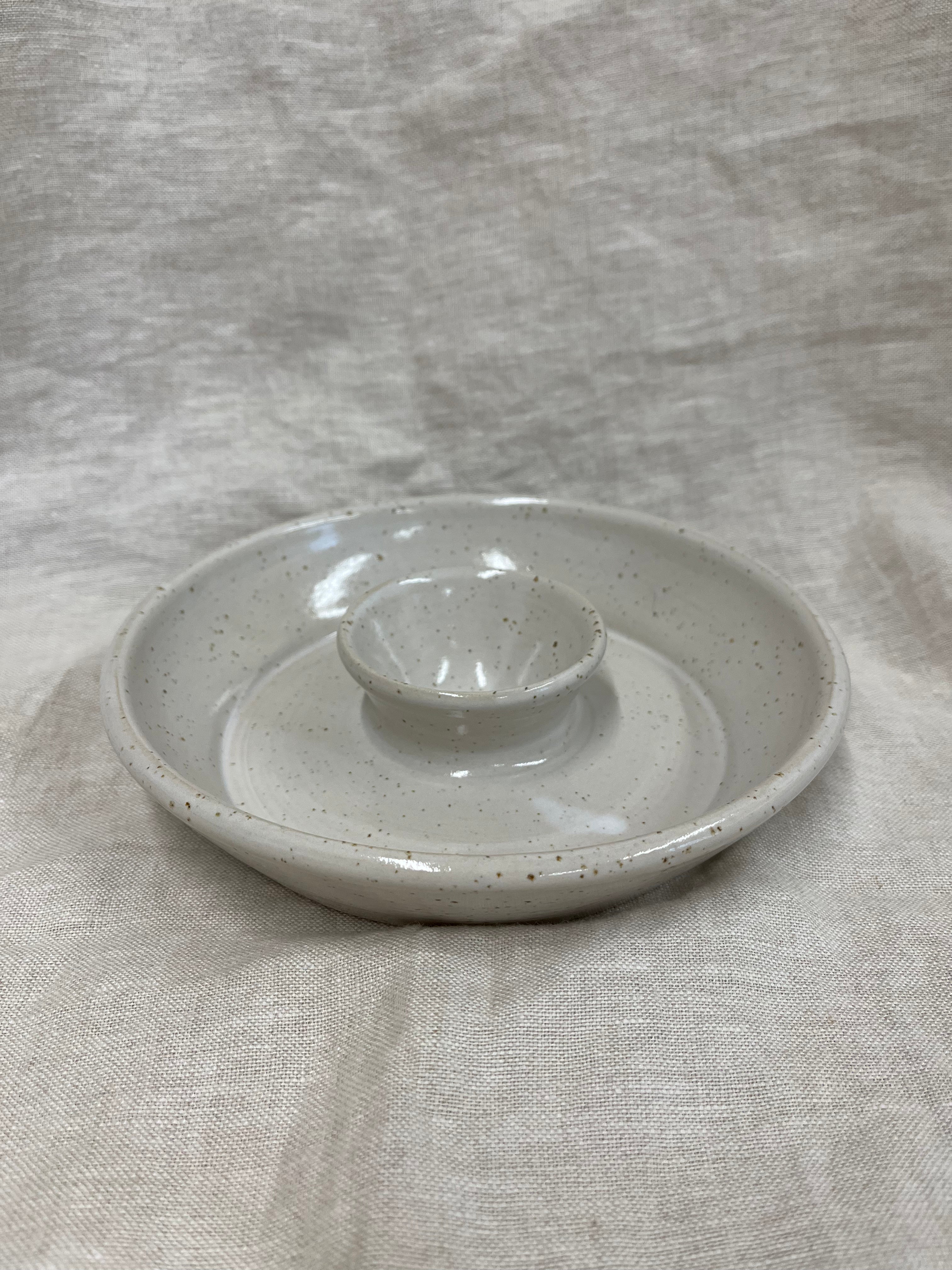 Chip & dip schaal spikkel wit groot