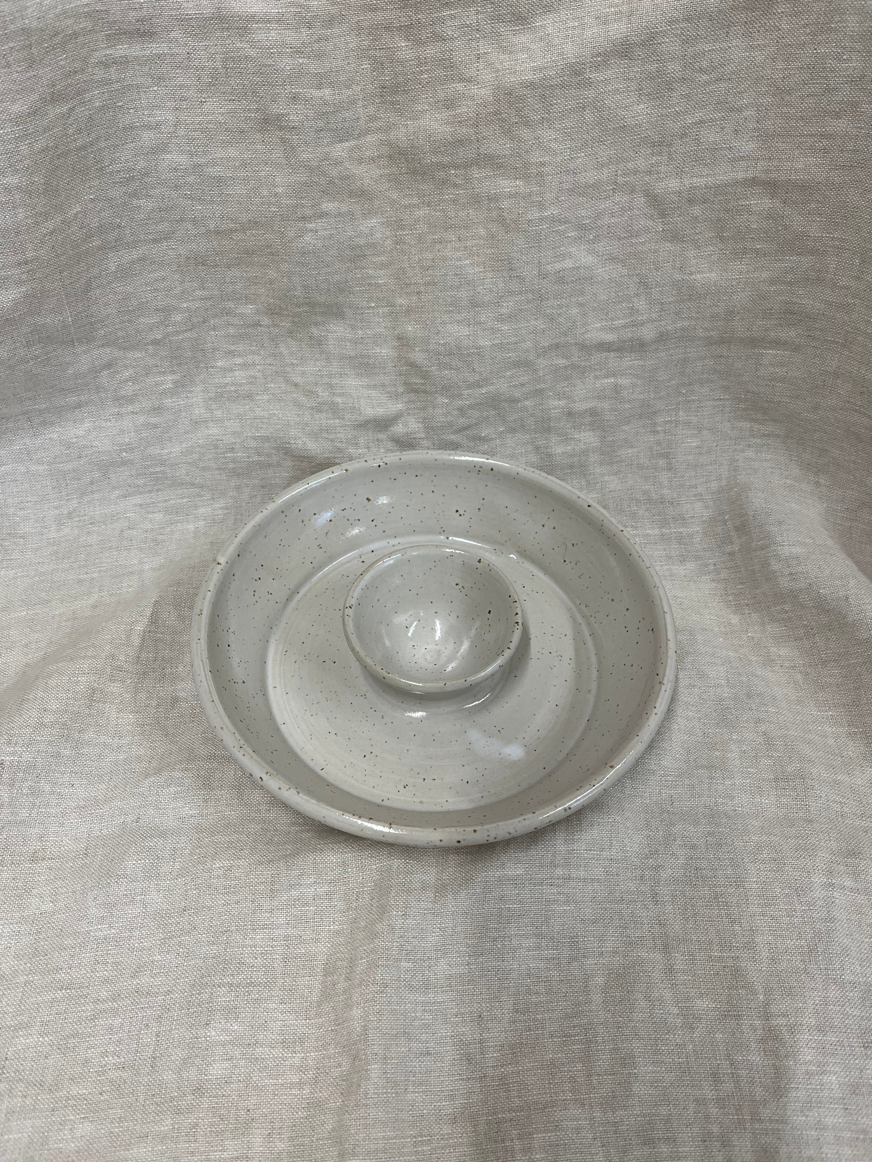 Chip & dip schaal spikkel wit groot